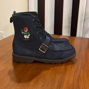 Polo Ralph Lauren Ranger Mallet Bear Teddy Bear Boots Youth GS Boys Girls blue